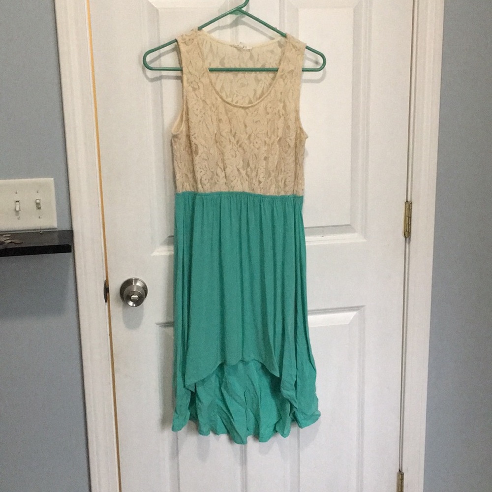 Lace top dress, high low